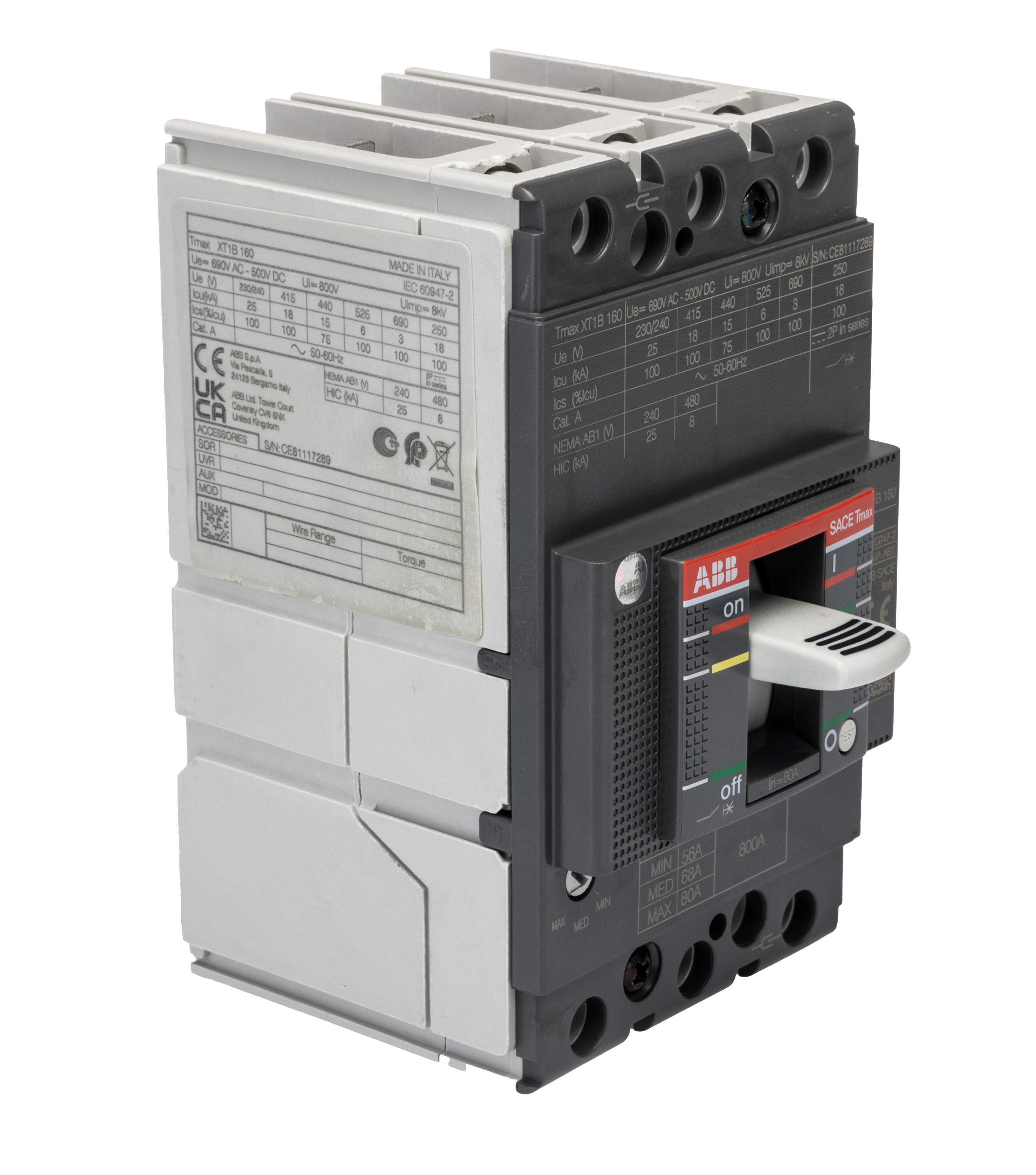 1SDA066806R1 XT1B 160 TMD 80A FF, ABB