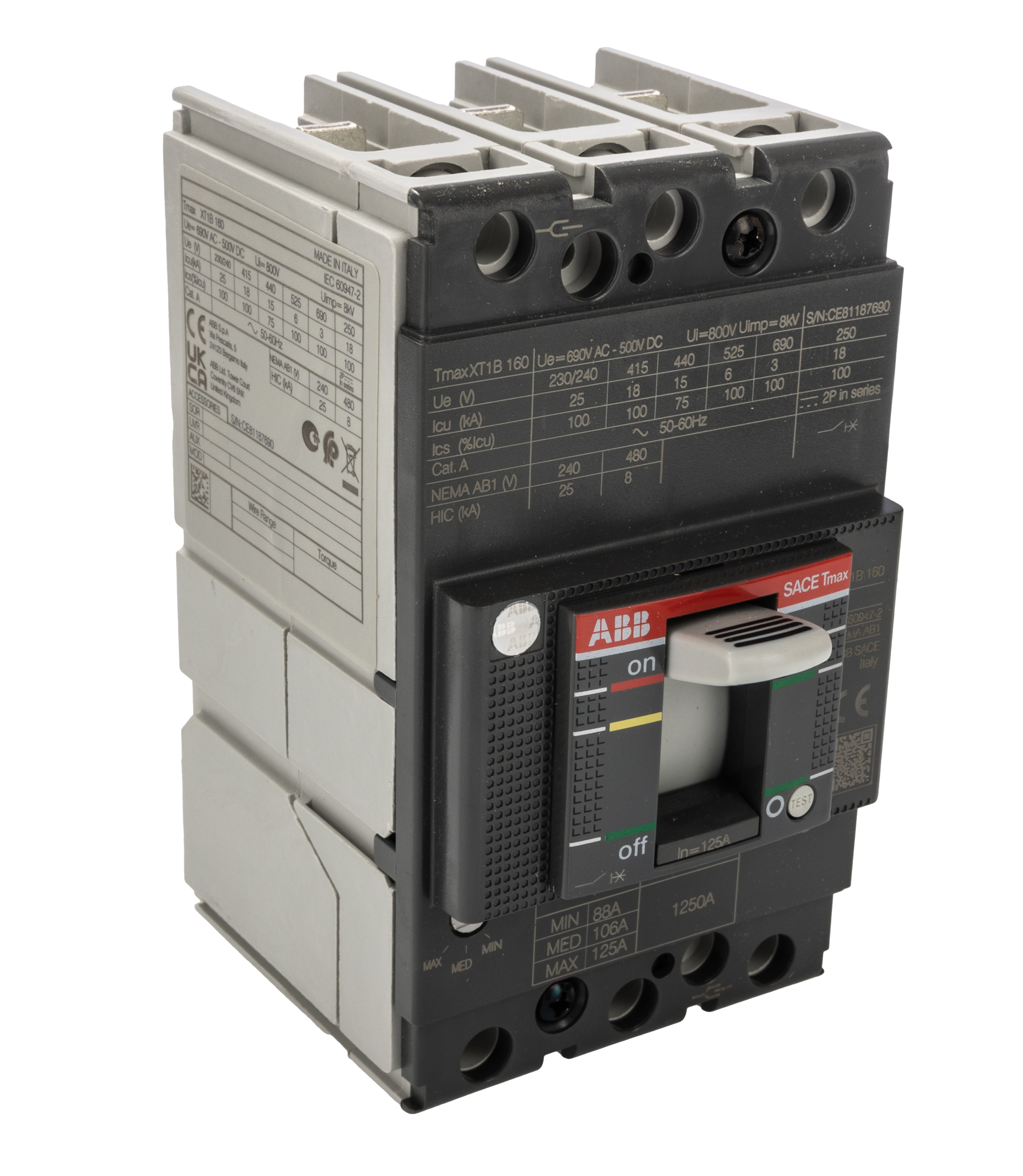 1SDA066808R1 XT1B 160 TMD 125A FF, ABB