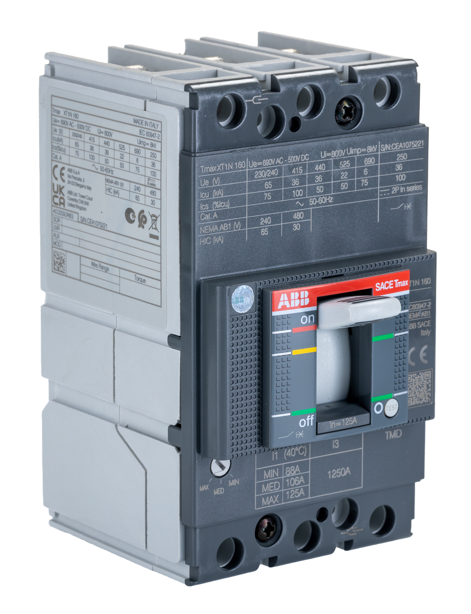 1SDA067417R1 XT1N 160 TMD 125A FF, ABB