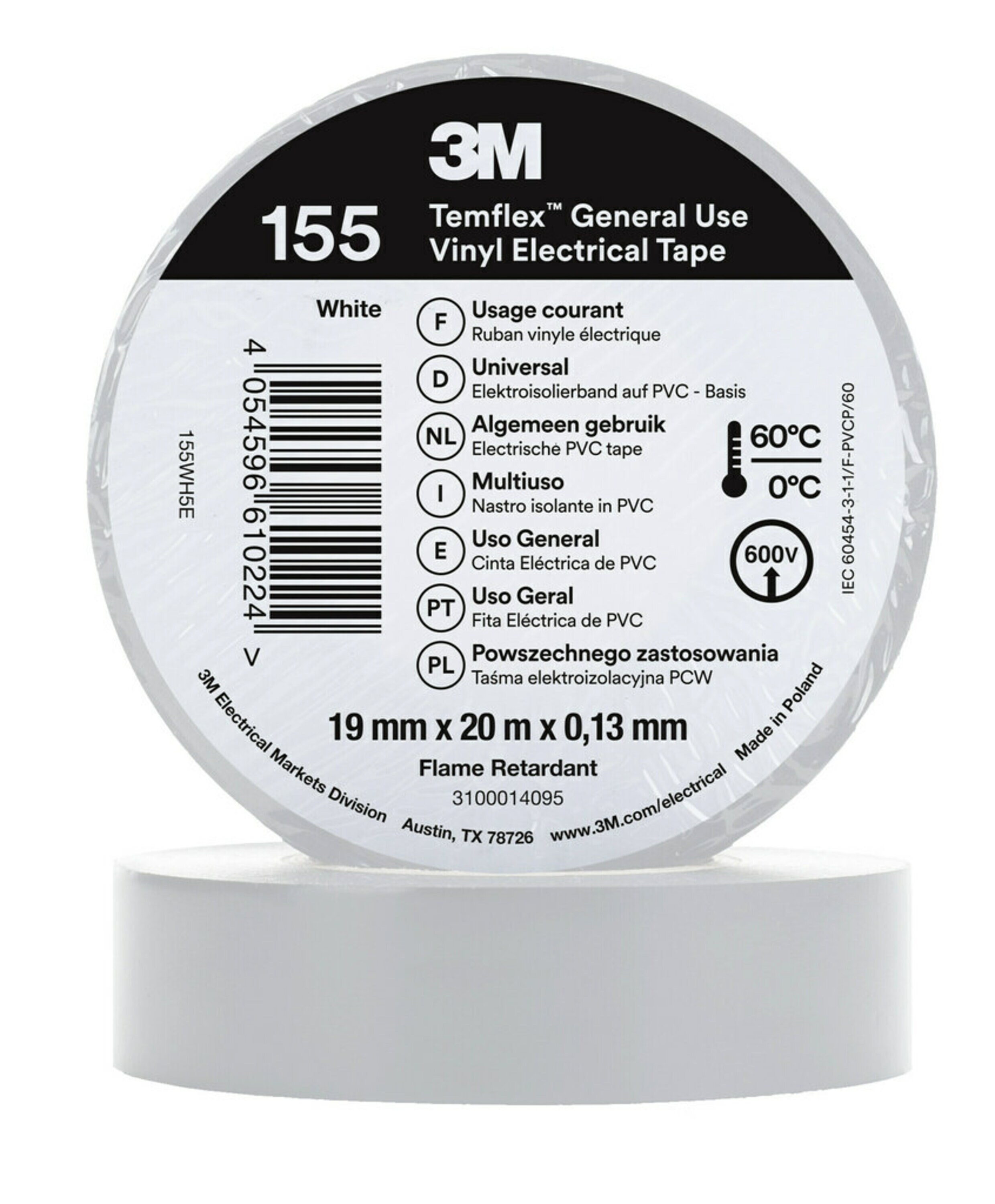 3M 155 white 19mm x 20m, 3M