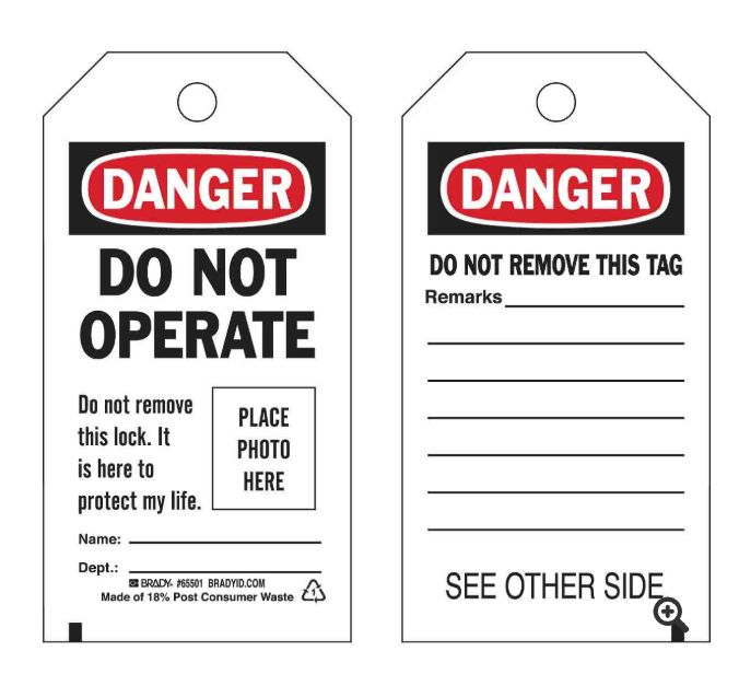 B851 5.75X3 BK/RD/WH 2-SIDE 1-FLAP 10/PK, Brady