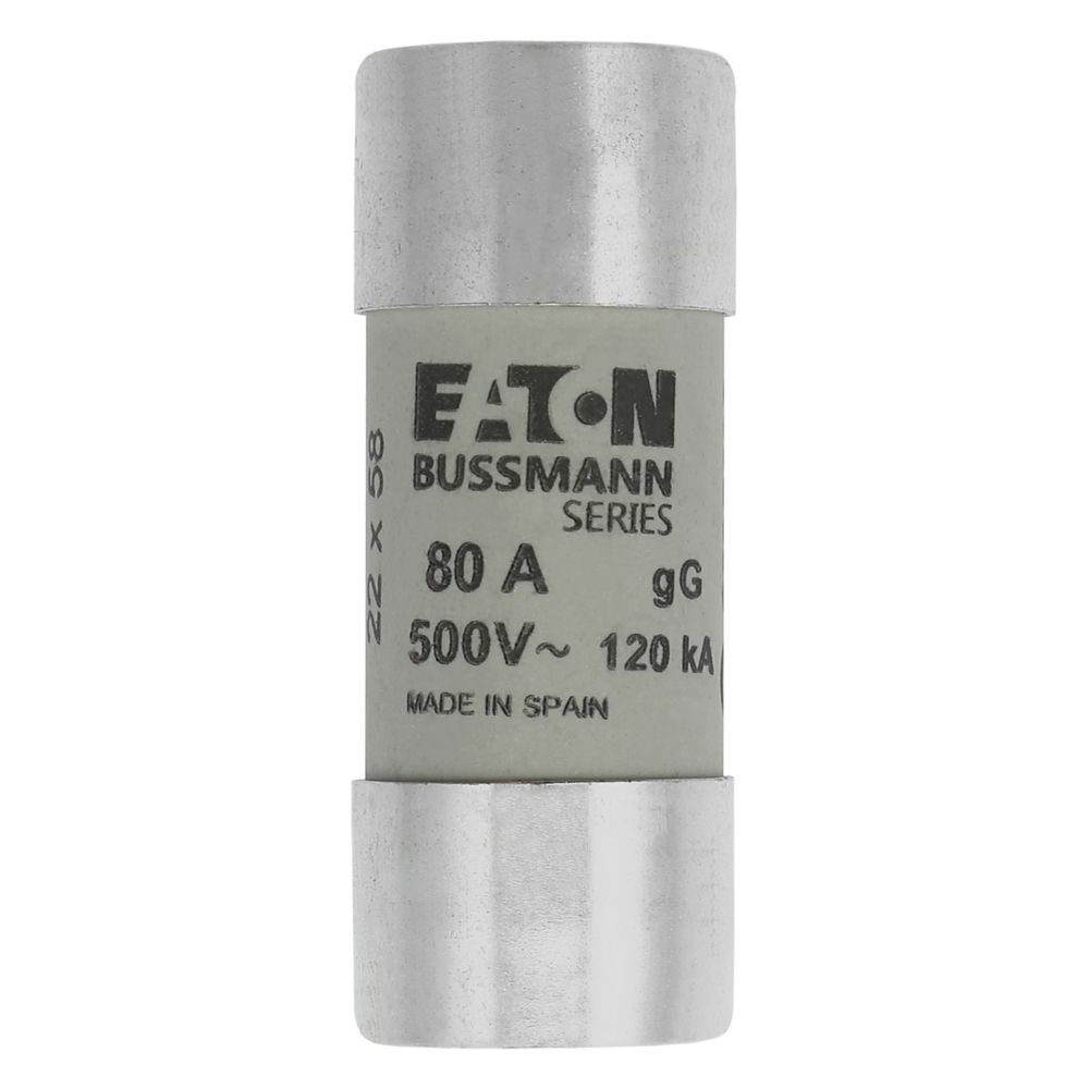 C22G80S CYL FUSE >STR >22 x 58 80A GG 500V AC, Eaton
