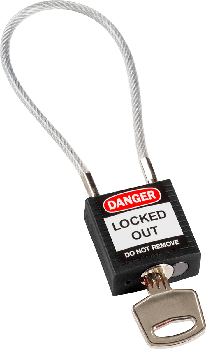 COMPACT CABLE PADLOCK BLACK 20CM KD, 