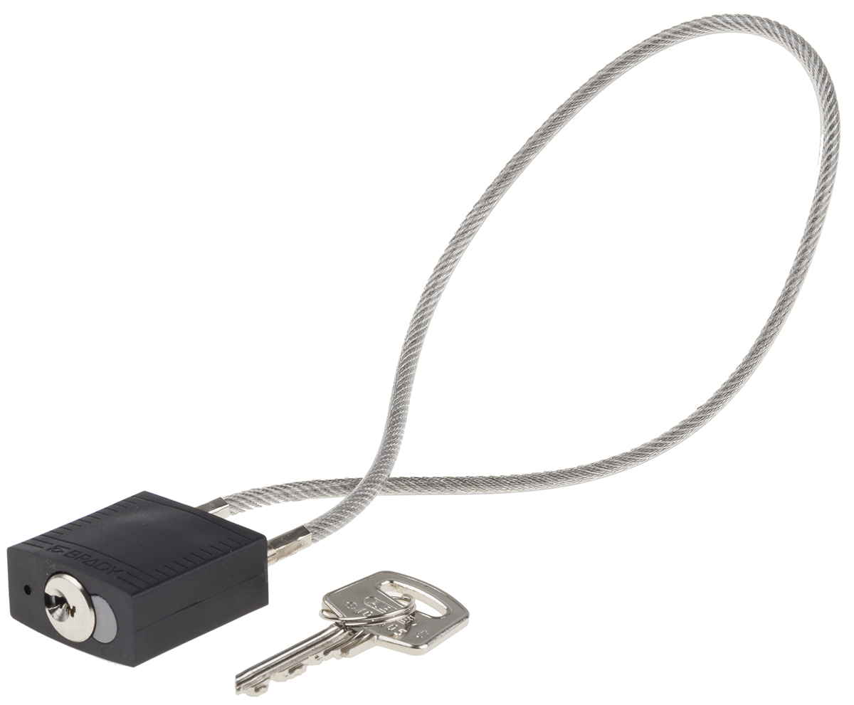 COMPACT CABLE PADLOCK BLACK 40CM KD, Brady