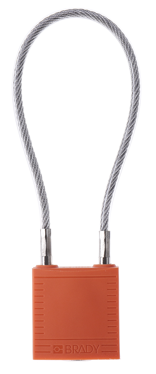 COMPACT CABLE PADLOCK ORANGE 20CM KD, Brady