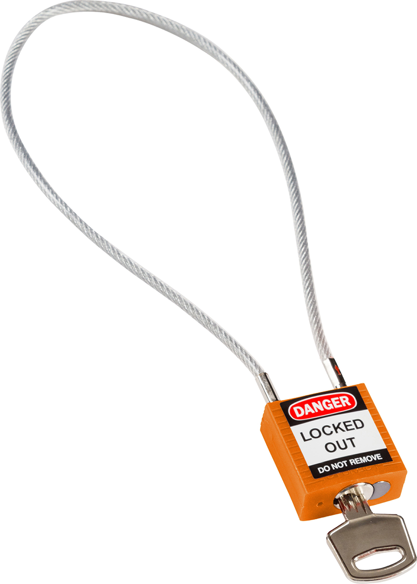 COMPACT CABLE PADLOCK ORANGE 40CM KD, Brady