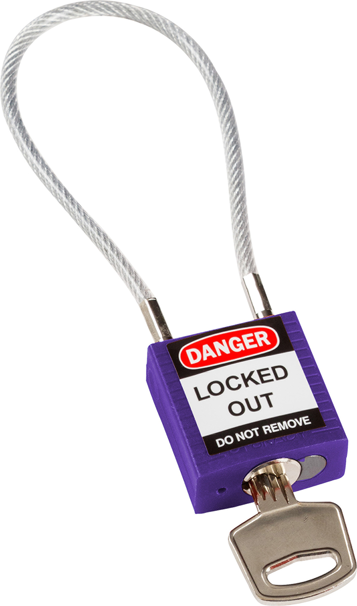 COMPACT CABLE PADLOCK PURPLE 20CM KD, Brady
