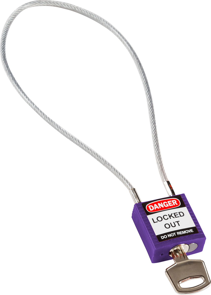 COMPACT CABLE PADLOCK PURPLE 40CM KD, Brady