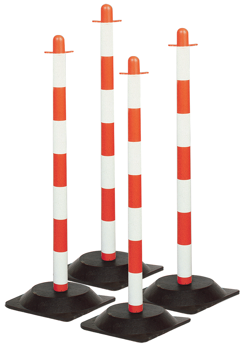 POST & RUBBER BASE RED/WHT PK 4, Brady