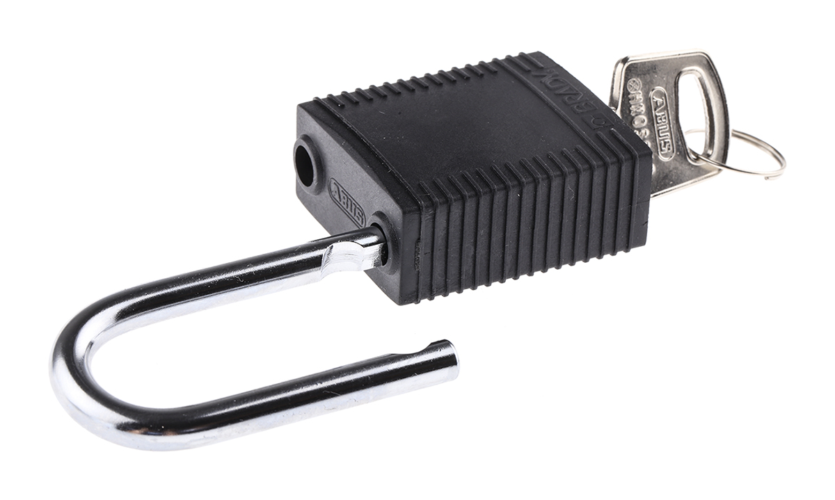 SFTY PADLOCK STEEL 38MM SHA BLACK 6/PAC, Brady